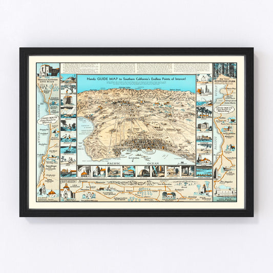 vintage map of Long Beach, California, 1936