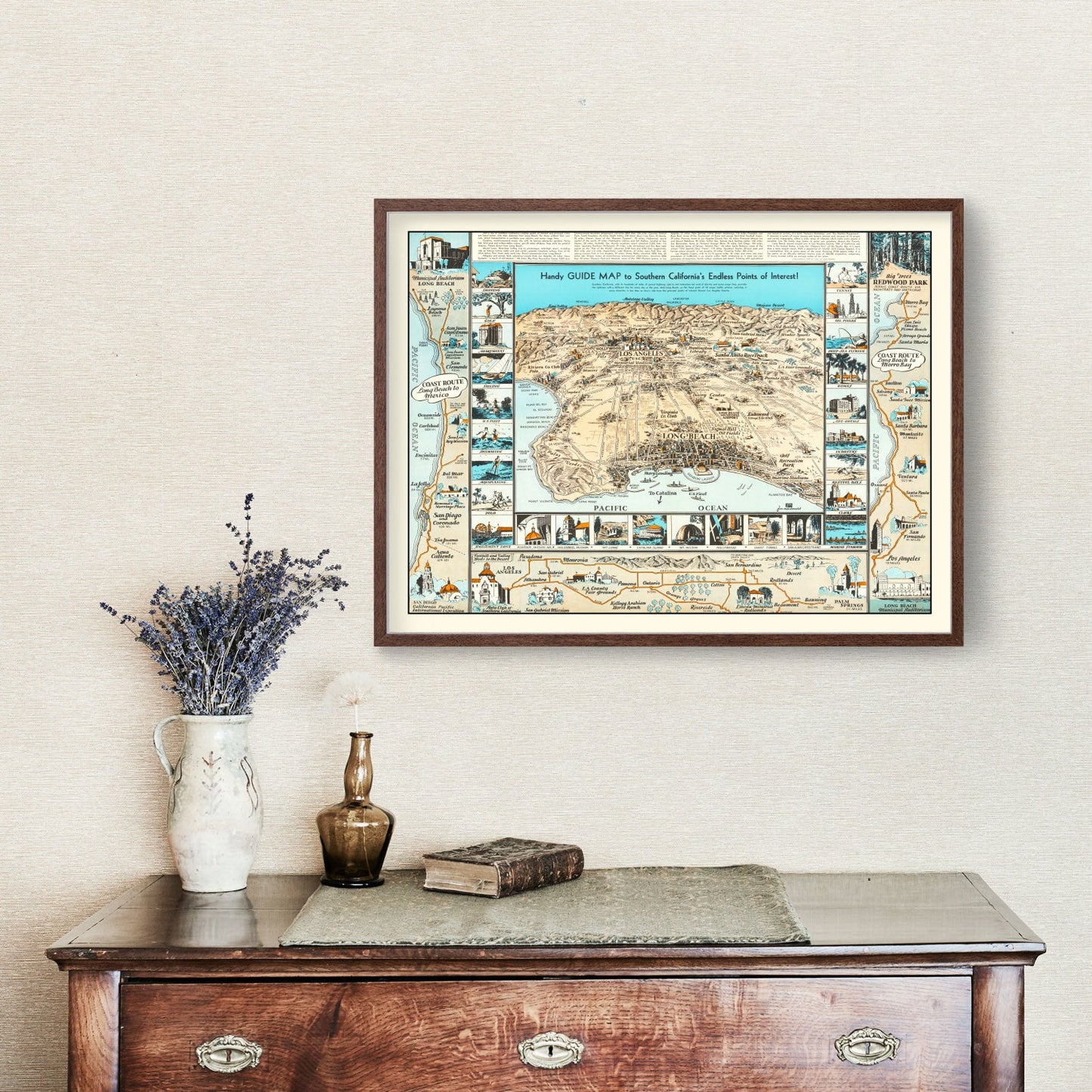 Vintage Map of Long Beach, California, 1936