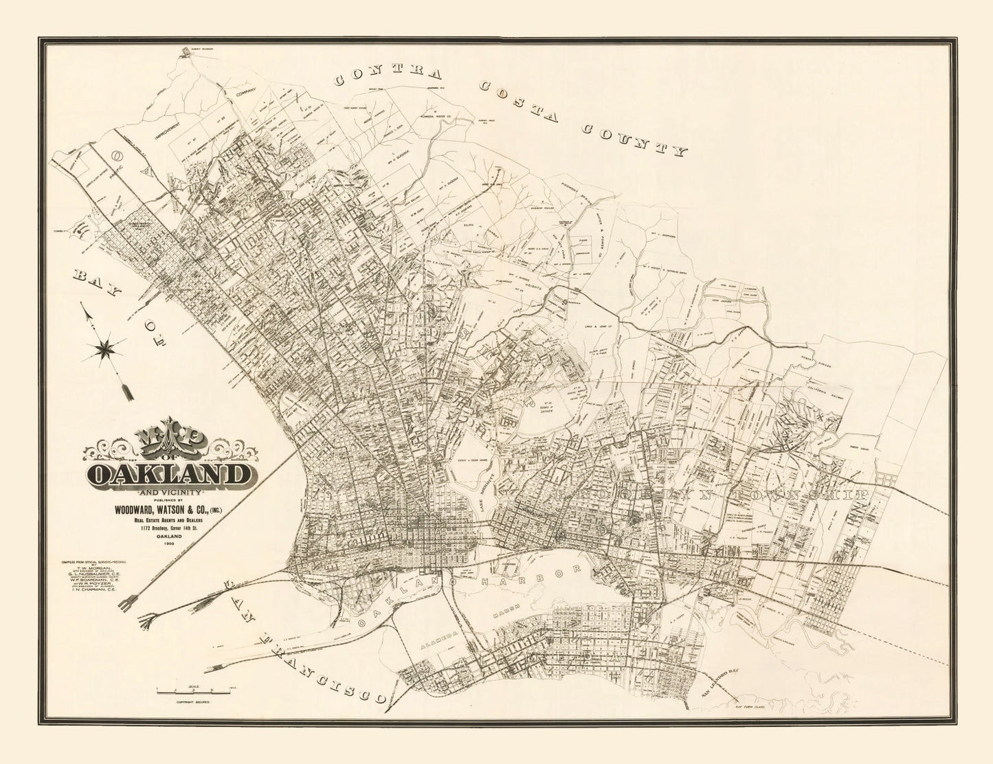 Vintage Map of Oakland, California, 1903