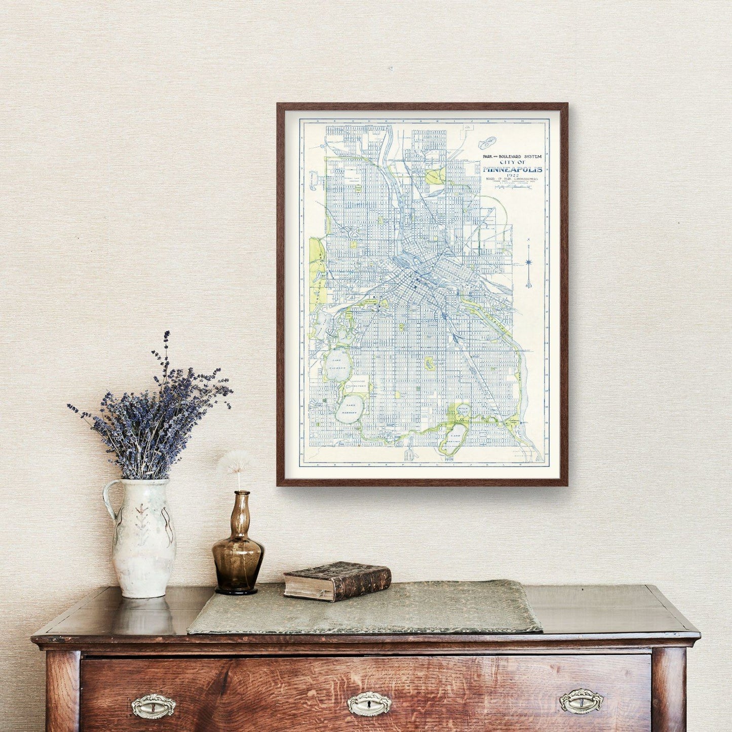 Vintage Map of Minneapolis, Minnesota, 1922