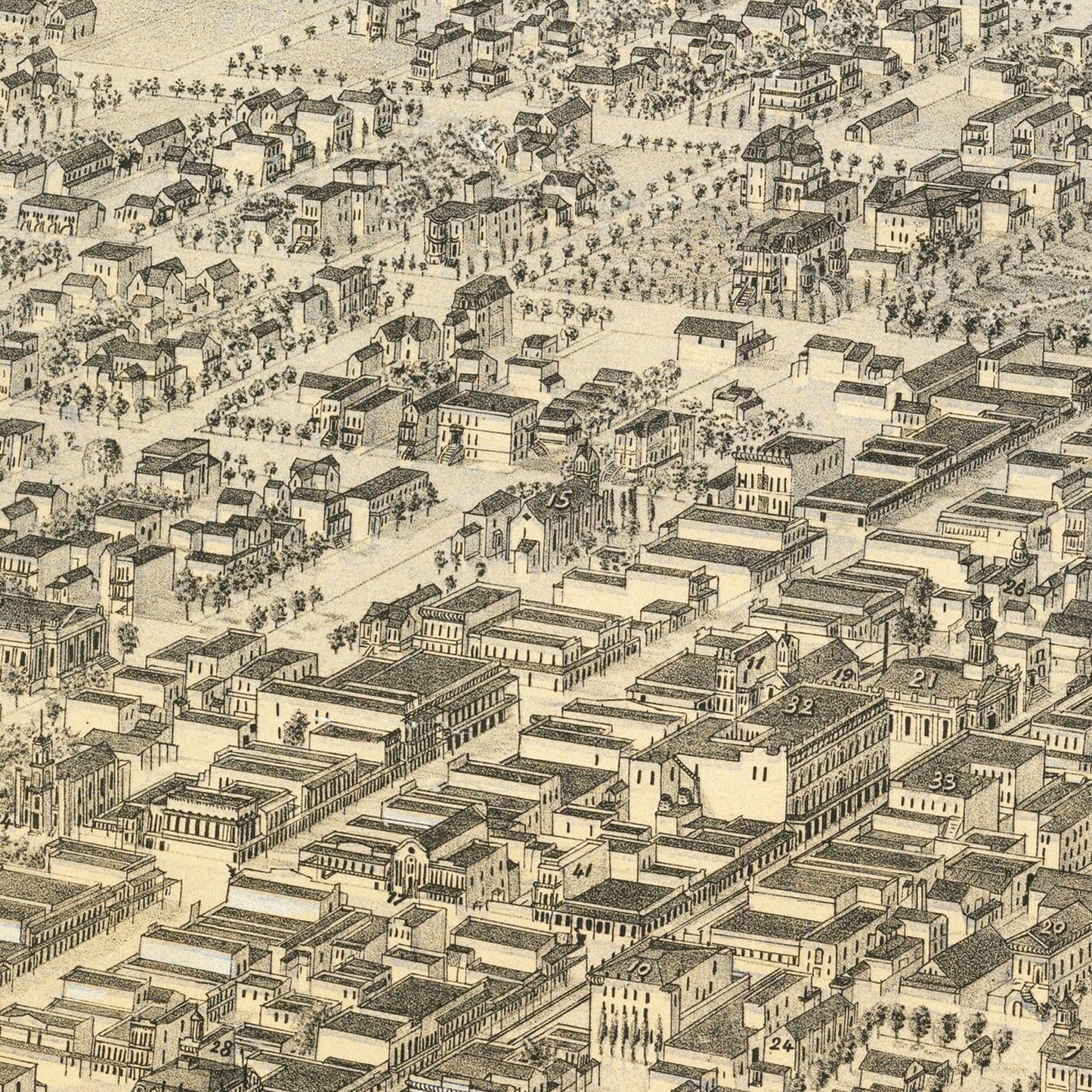 Vintage Map of Sacramento, California, 1870