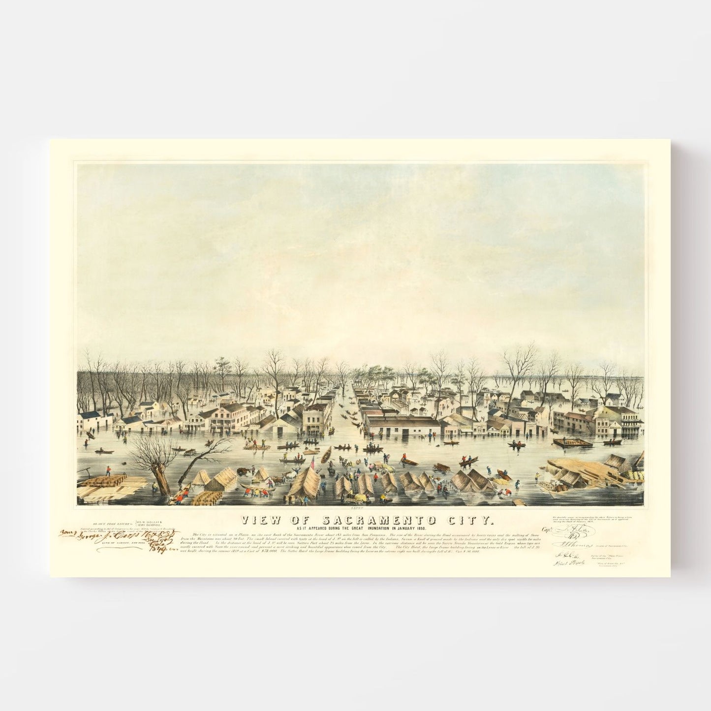 Vintage Map of Sacramento, California, 1850