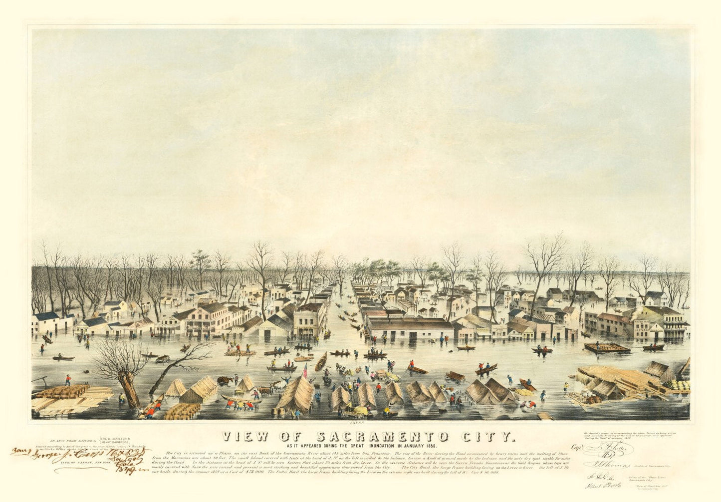 Vintage Map of Sacramento, California, 1850
