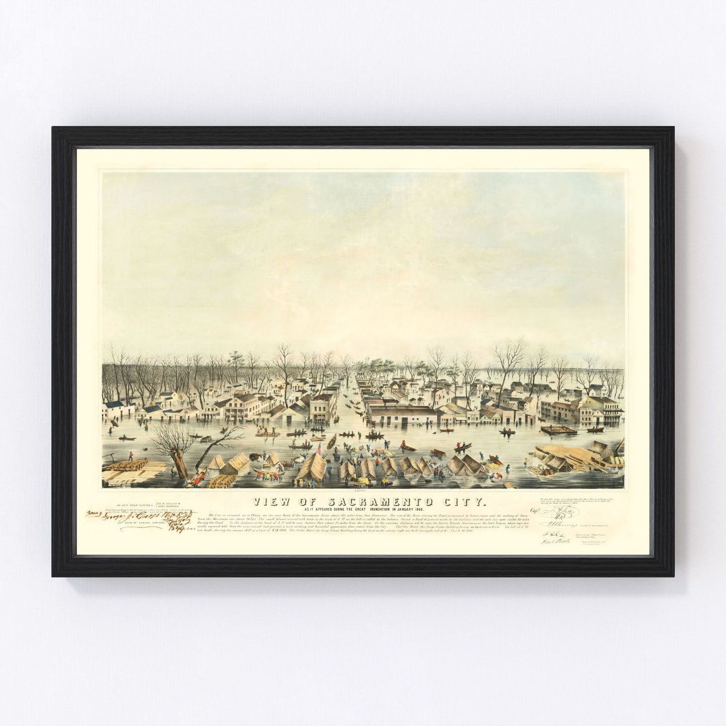 Vintage map of Sacramento, California, 1850