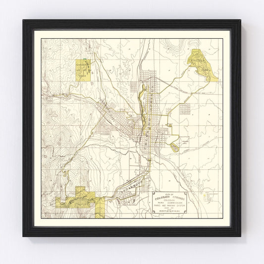 Vintage map of Colorado Springs, Colorado, 1909
