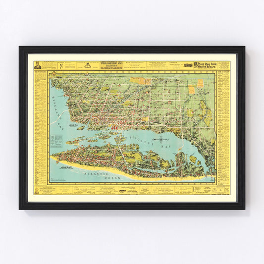 vintage map of Miami, Florida, 1940