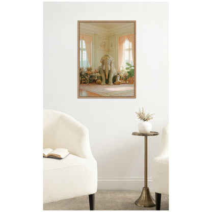 Lazy Elephant in His Room Framed Canvas Wall Art
