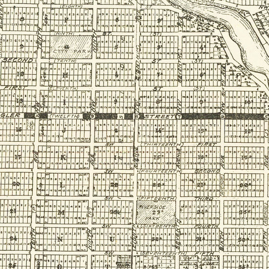 Vintage Map of Miami, Florida, 1918