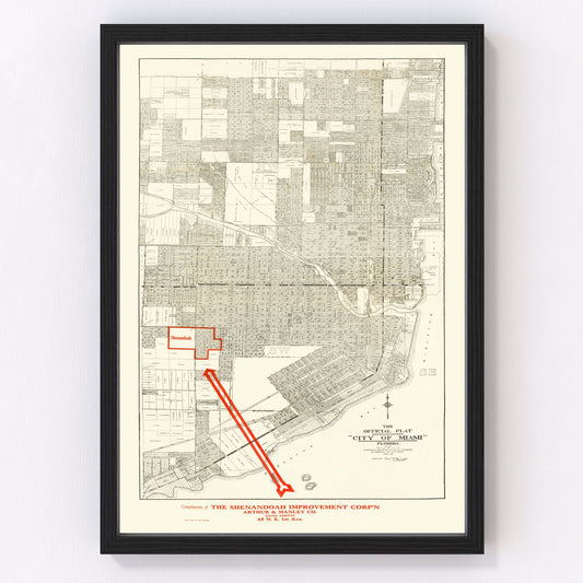 vintage map of Miami, Florida, 1918