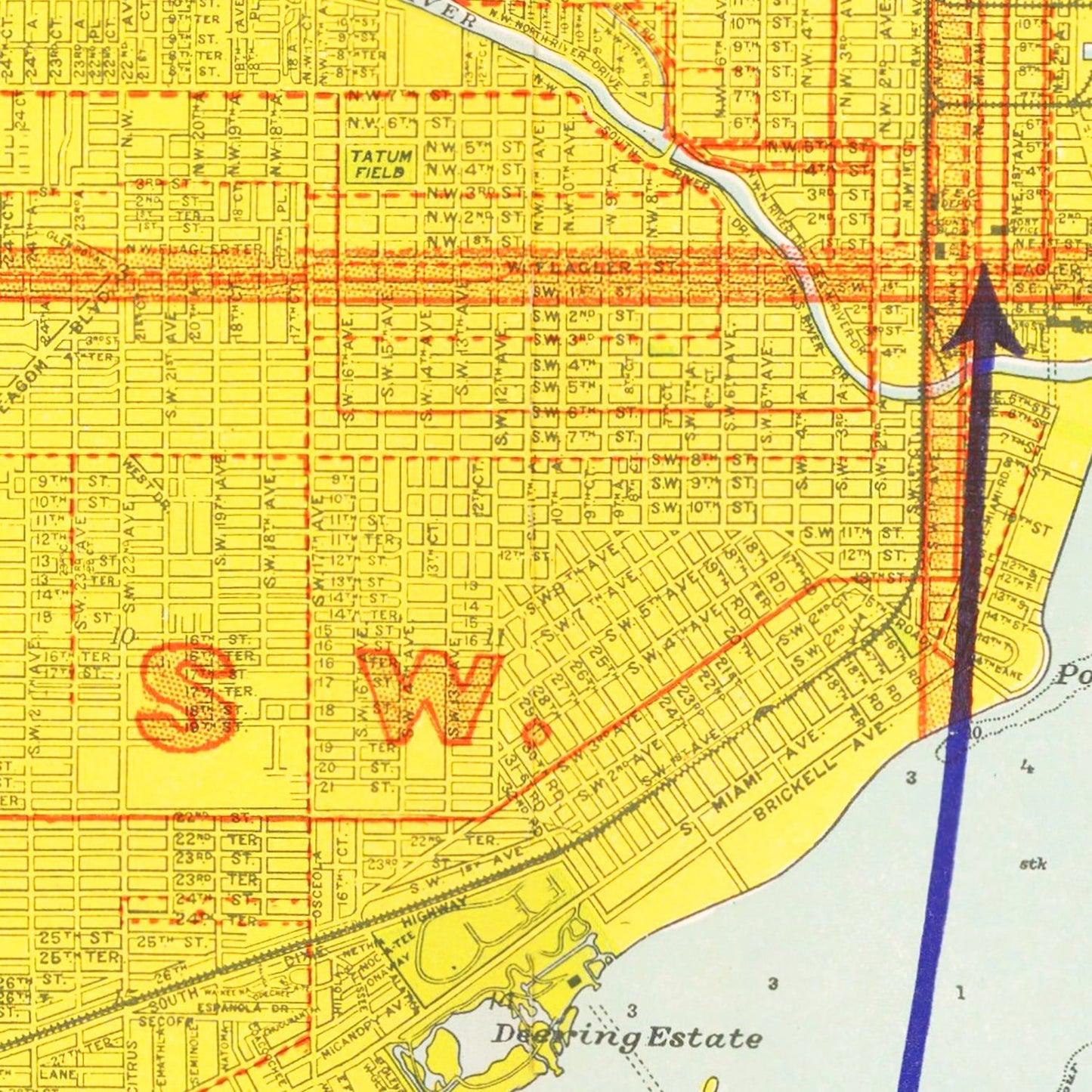 Vintage Map of Miami, Florida, 1926