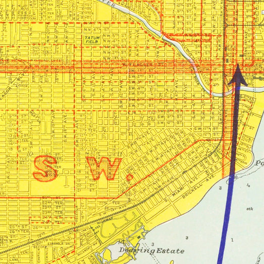 Vintage Map of Miami, Florida, 1926
