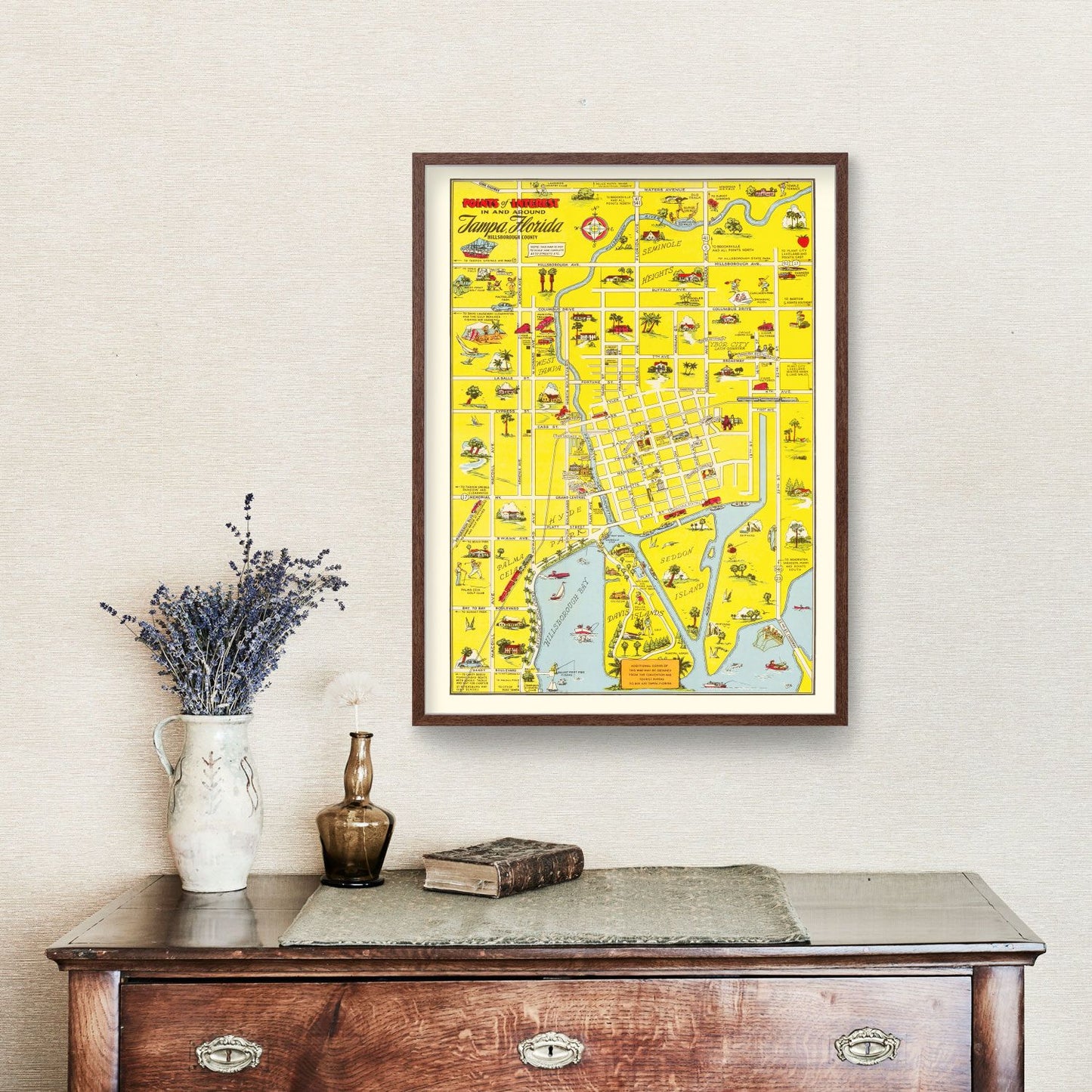 Vintage Map of Tampa, Florida, 1950