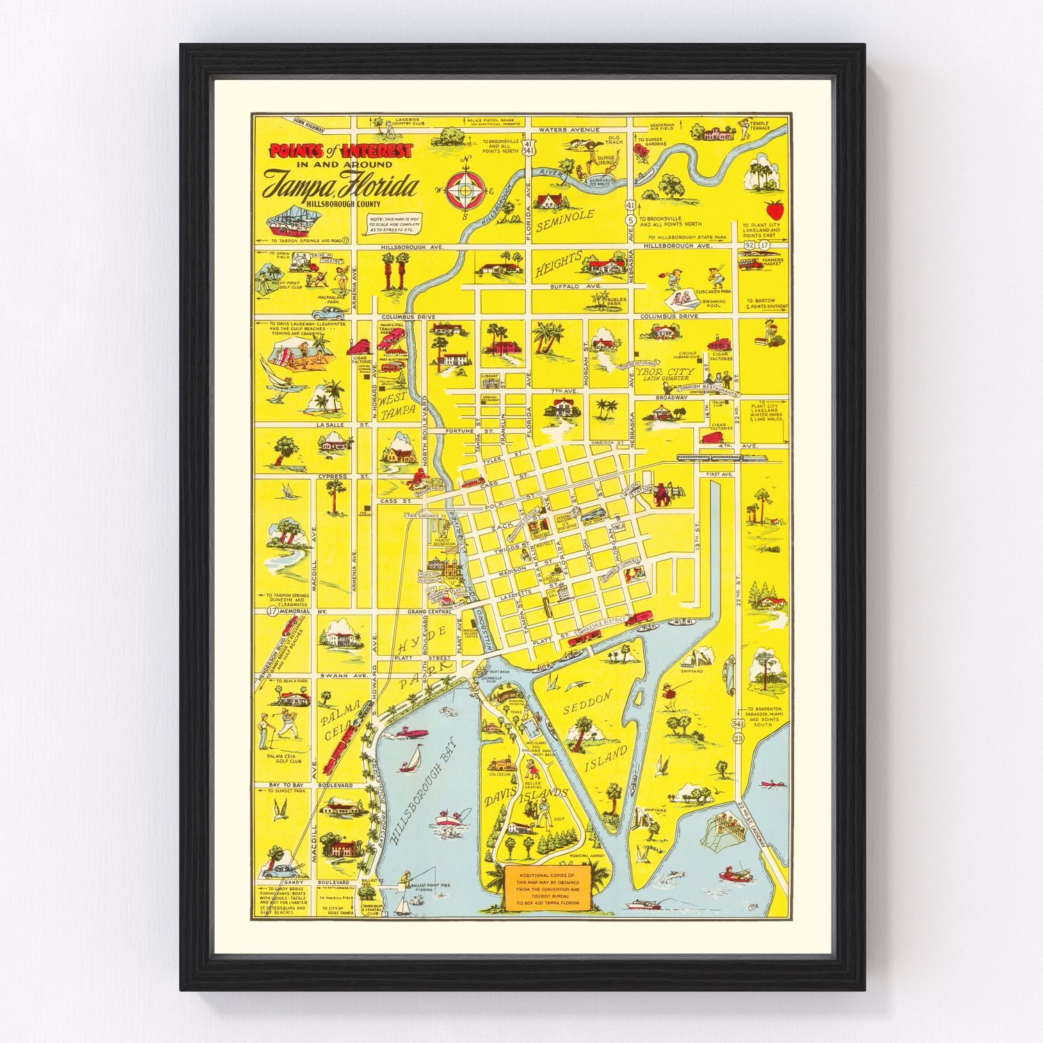 Vintage map of Tampa, Florida, 1950
