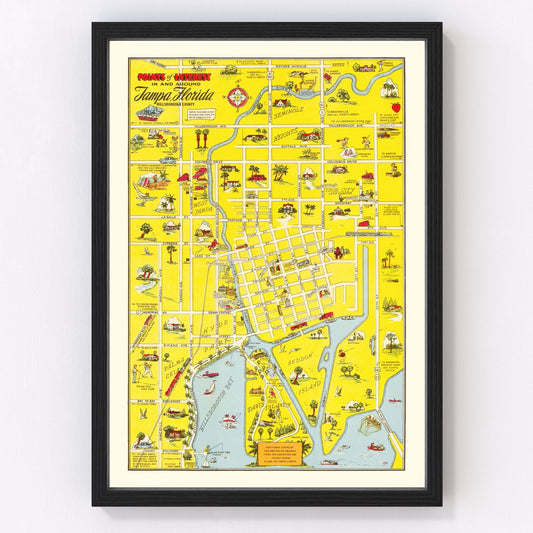 Vintage map of Tampa, Florida, 1950
