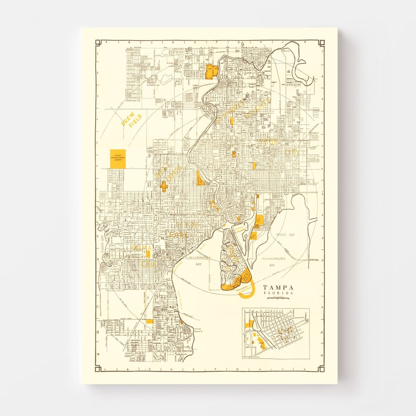 Vintage Map of Tampa, Florida, 1947