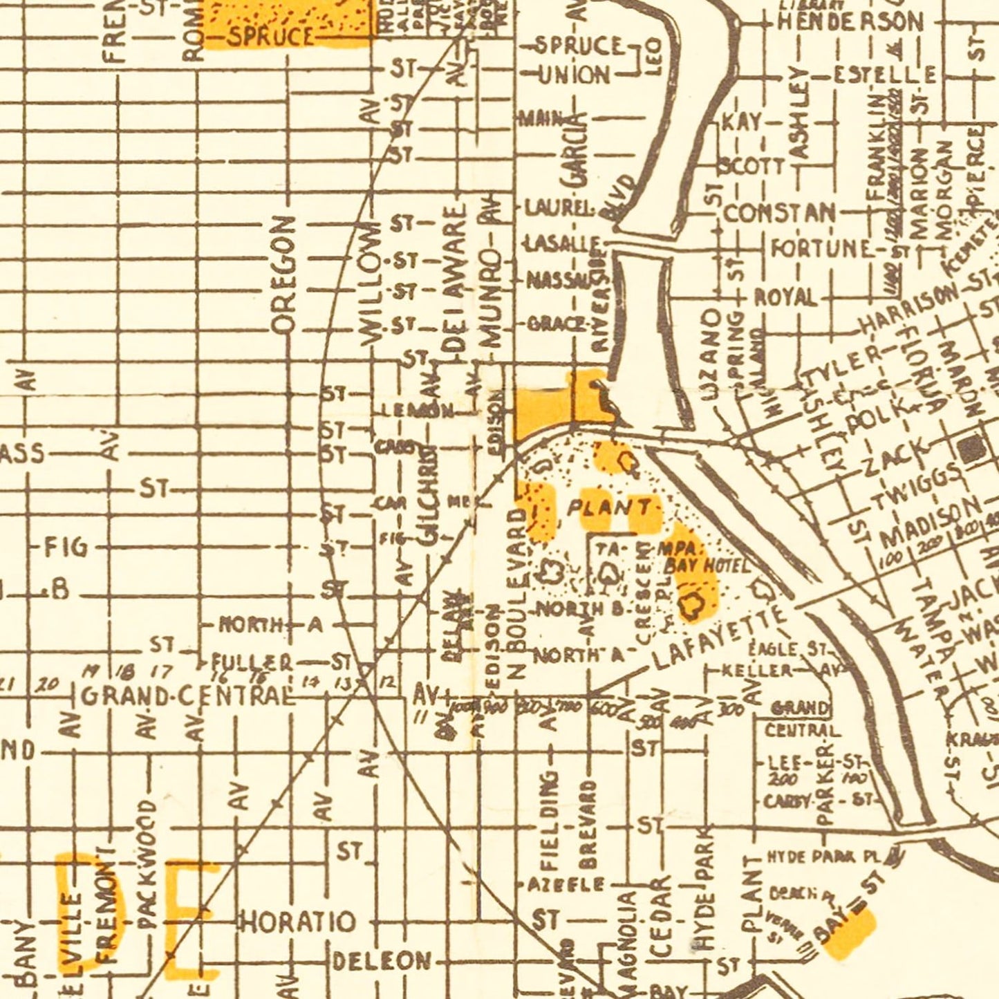Vintage Map of Tampa, Florida, 1947