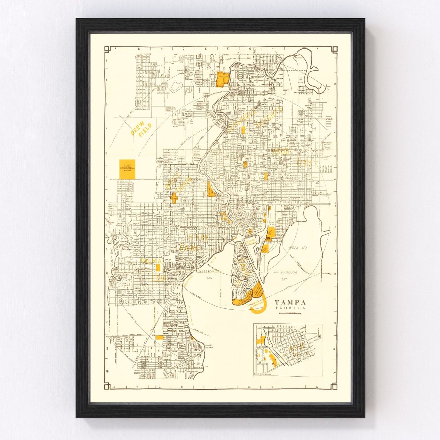 vintage map of Tampa, Florida, 1947
