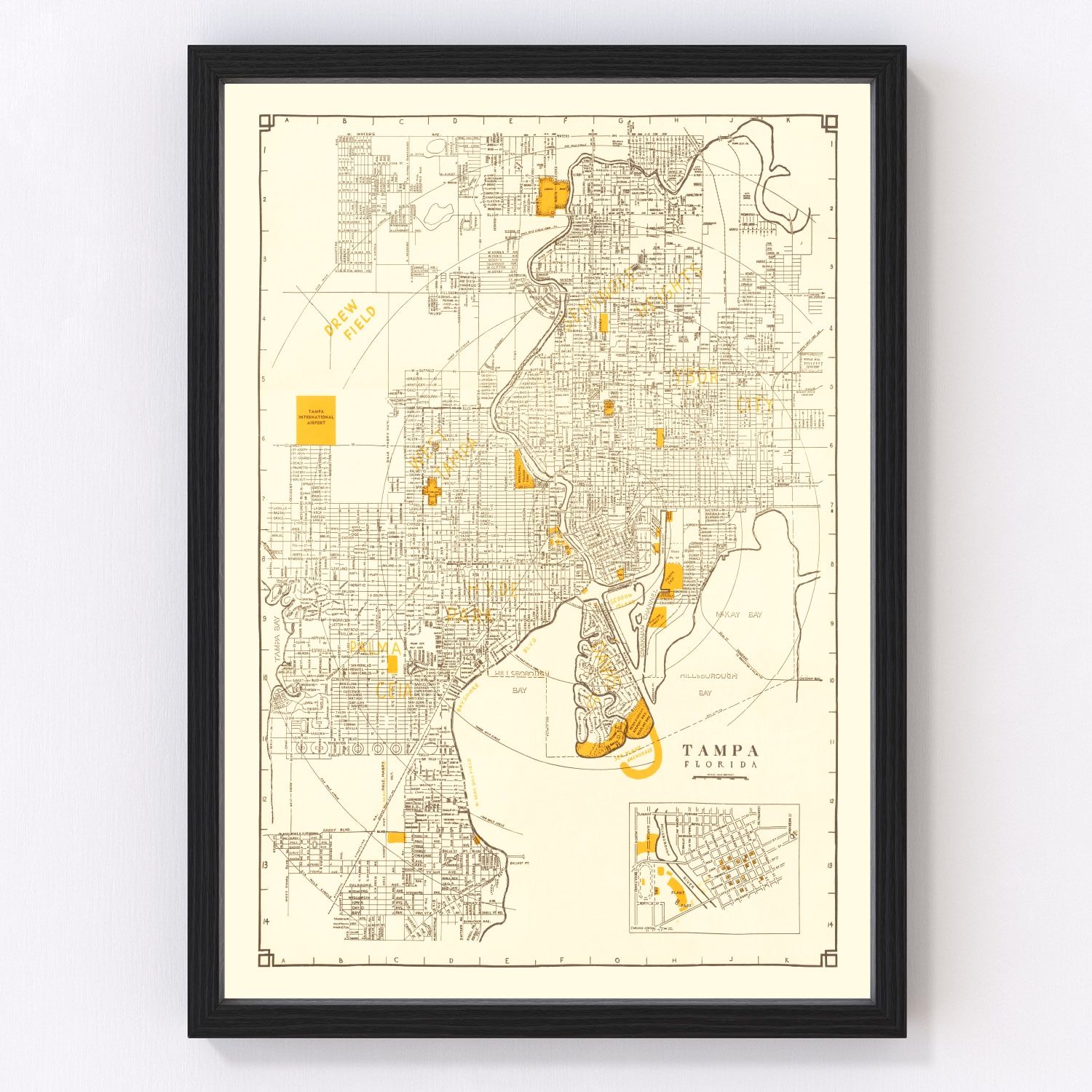 vintage map of Tampa, Florida, 1947