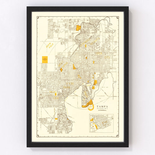 vintage map of Tampa, Florida, 1947