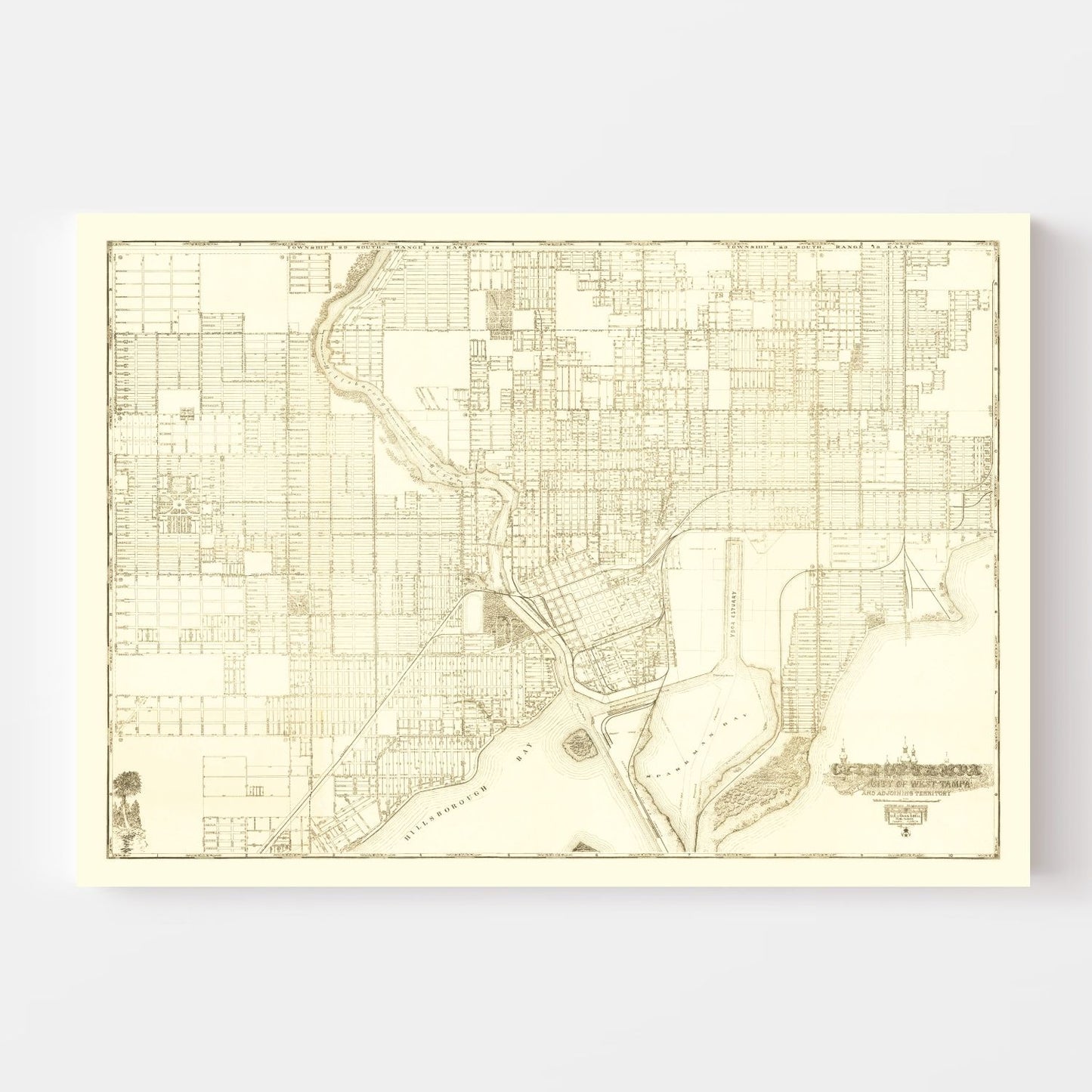 Vintage Map of Tampa, Florida, 1913