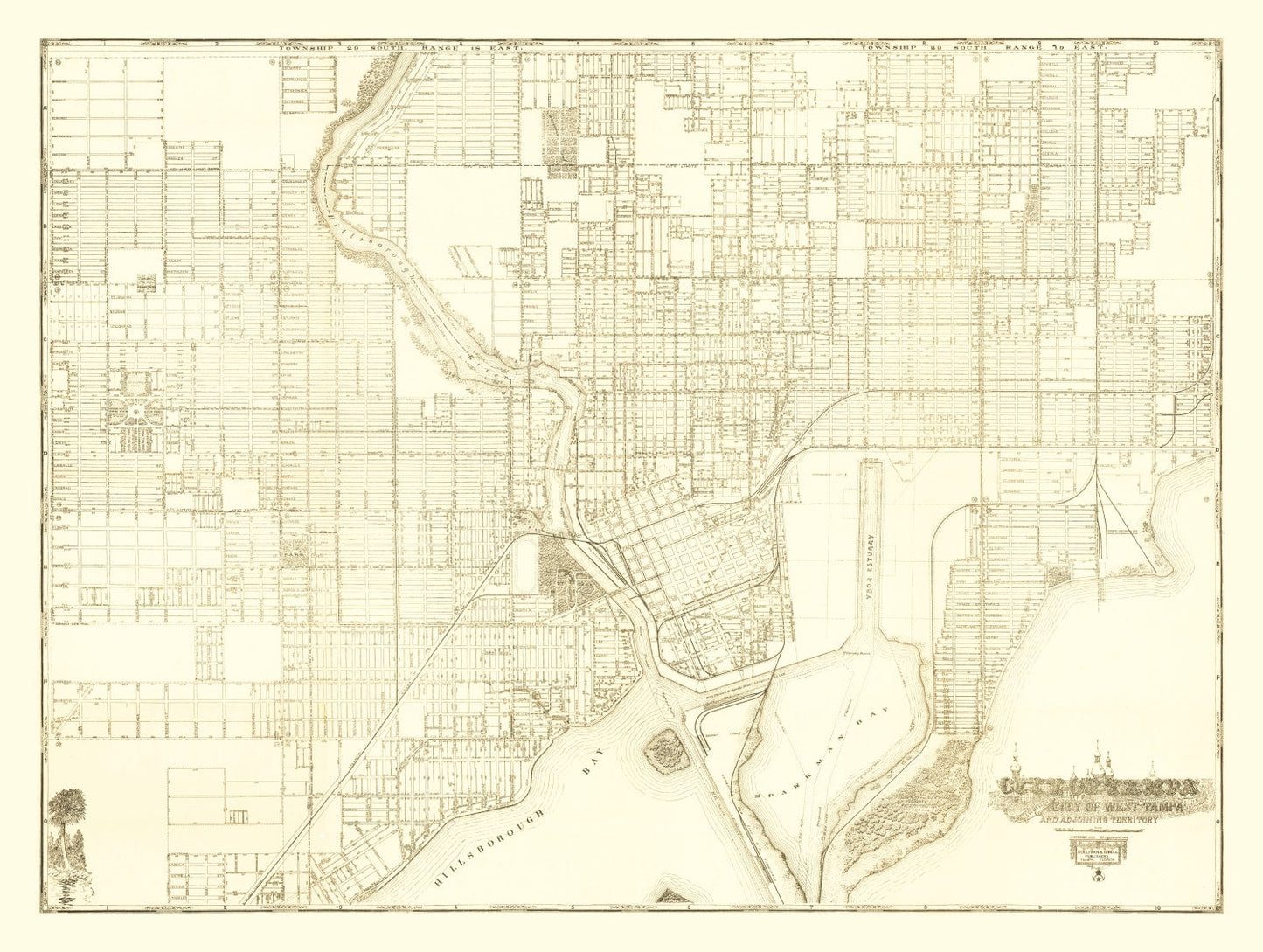 Vintage Map of Tampa, Florida, 1913