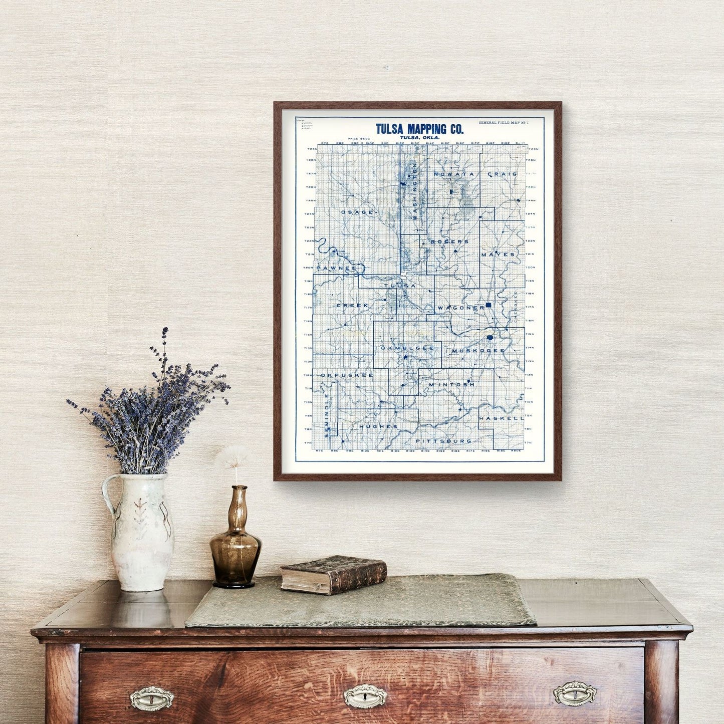 Vintage Map of Tulsa, Oklahoma, 1913
