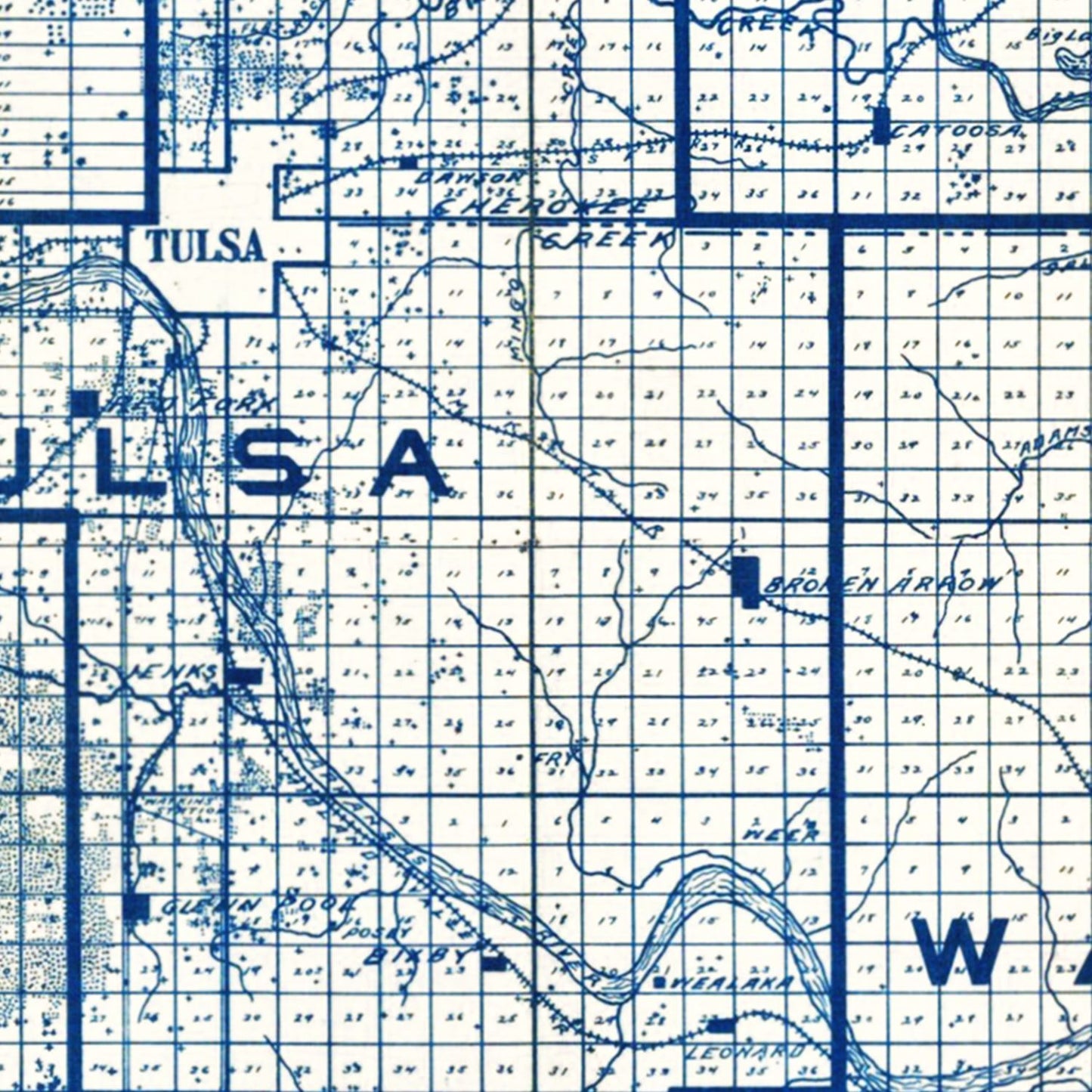 Vintage Map of Tulsa, Oklahoma, 1913