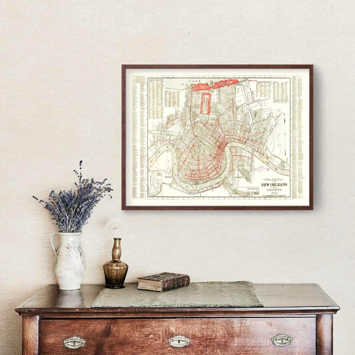 Vintage Map of New Orleans, Louisiana, 1925