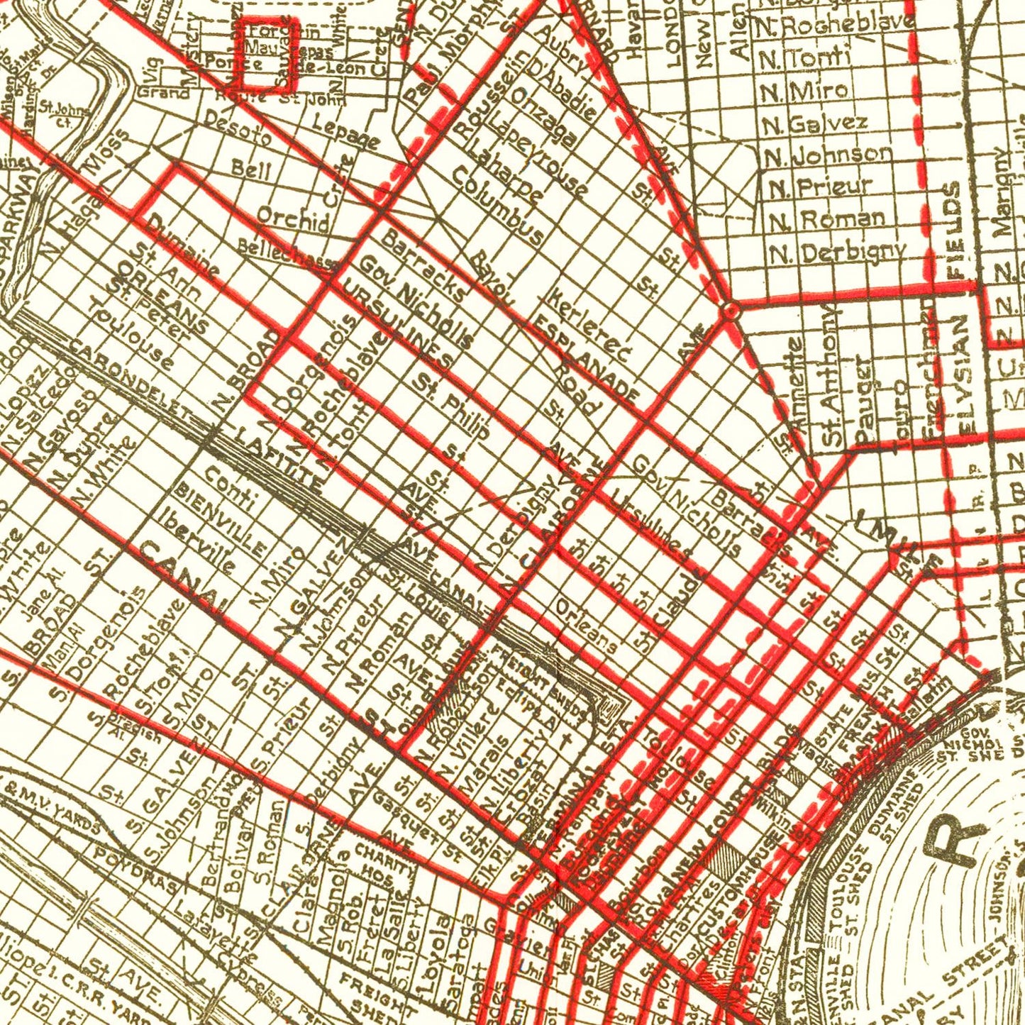 Vintage Map of New Orleans, Louisiana, 1925