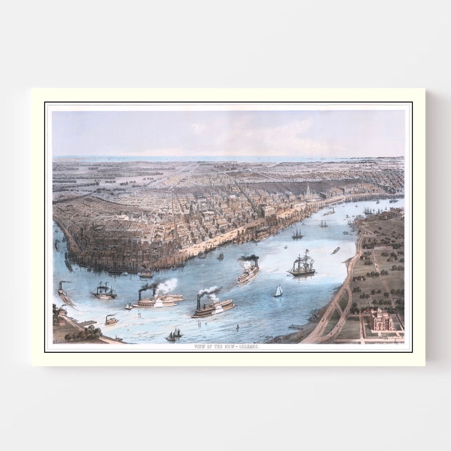 Vintage Map of New Orleans, Louisiana, 1855