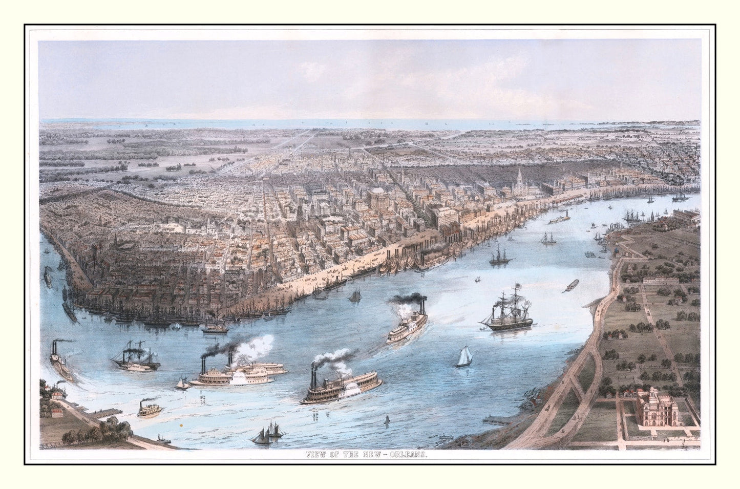 Vintage Map of New Orleans, Louisiana, 1855
