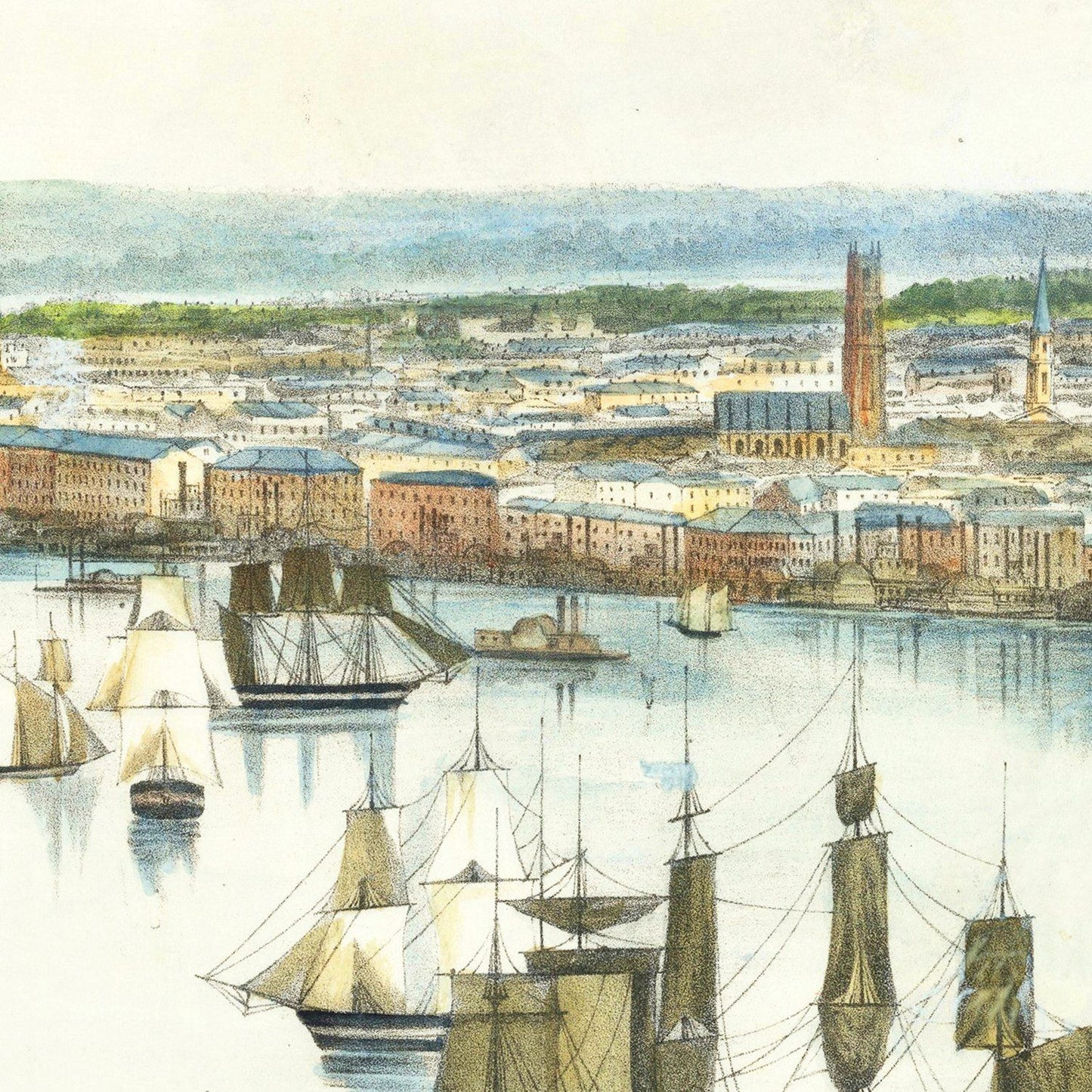 Vintage Map of New Orleans, Louisiana, 1852