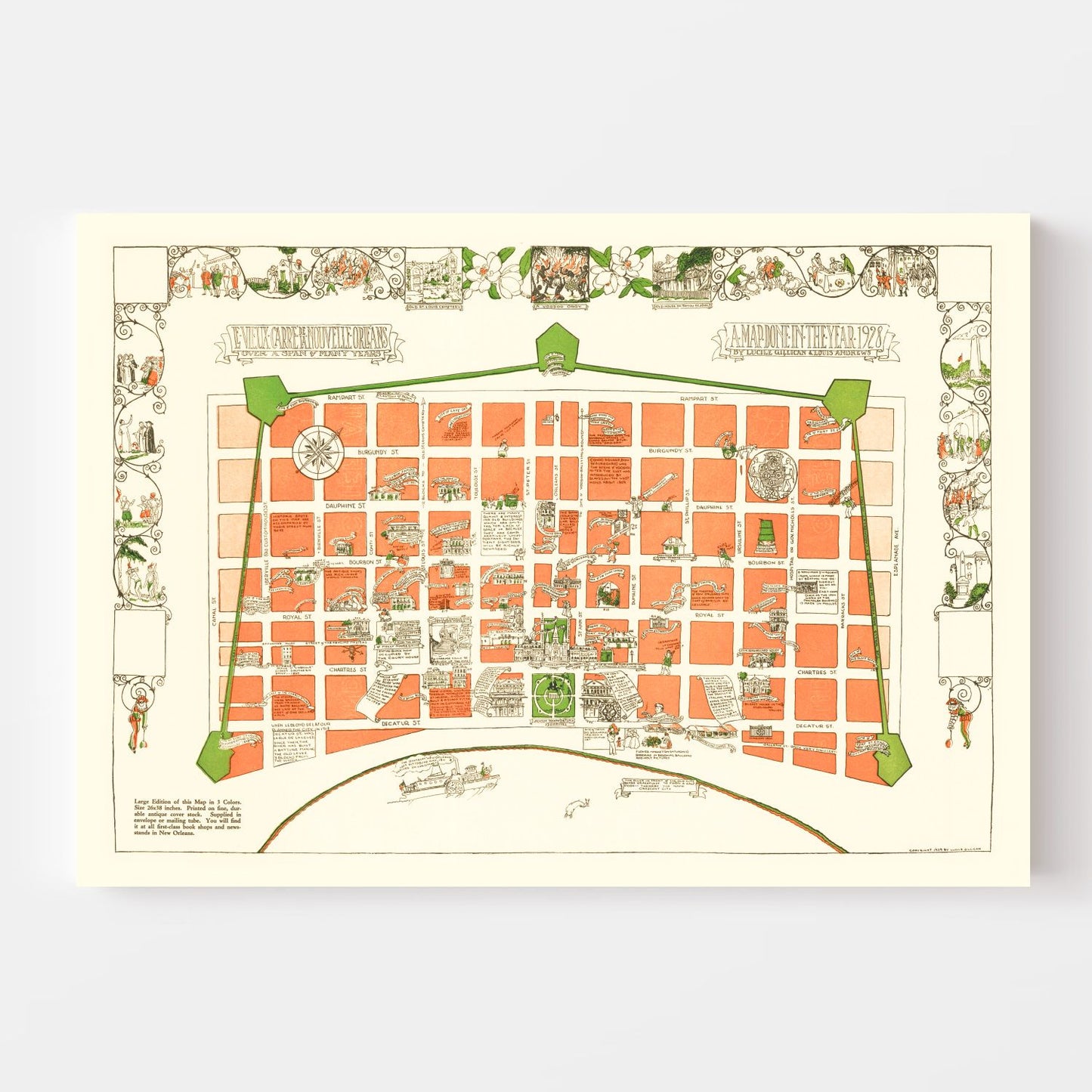 Vintage Map of New Orleans, Louisiana, 1929