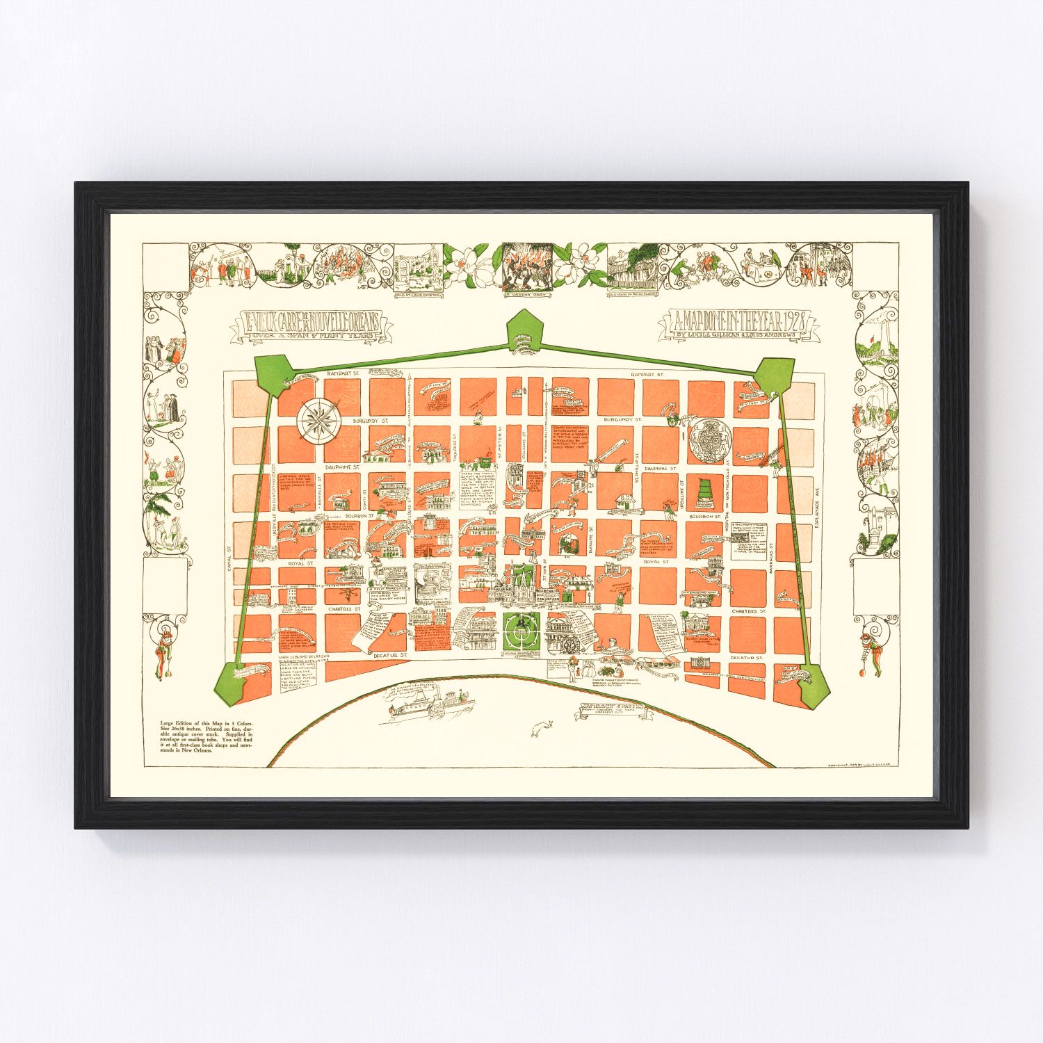 Vintage map of New Orleans, Orleans Parish, Louisiana, 1929