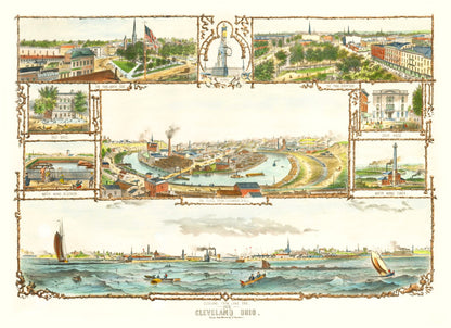 Vintage Map of Cleveland, Ohio 1873