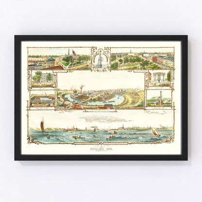vintage map of Cleveland, Ohio, 1873