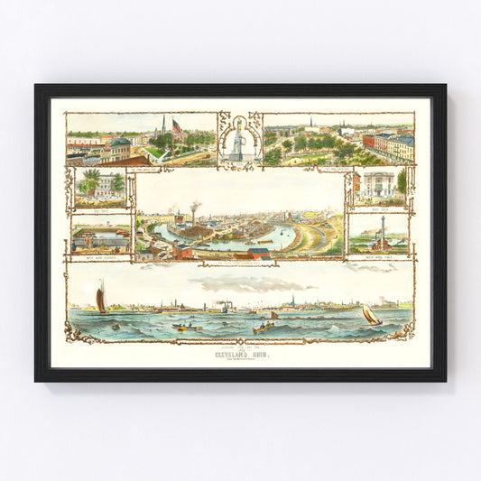 vintage map of Cleveland, Ohio, 1873