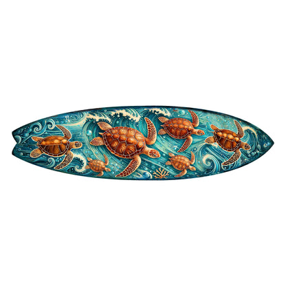 Sea Turtle Surfboard Wood Wall Art, Coastal Decor