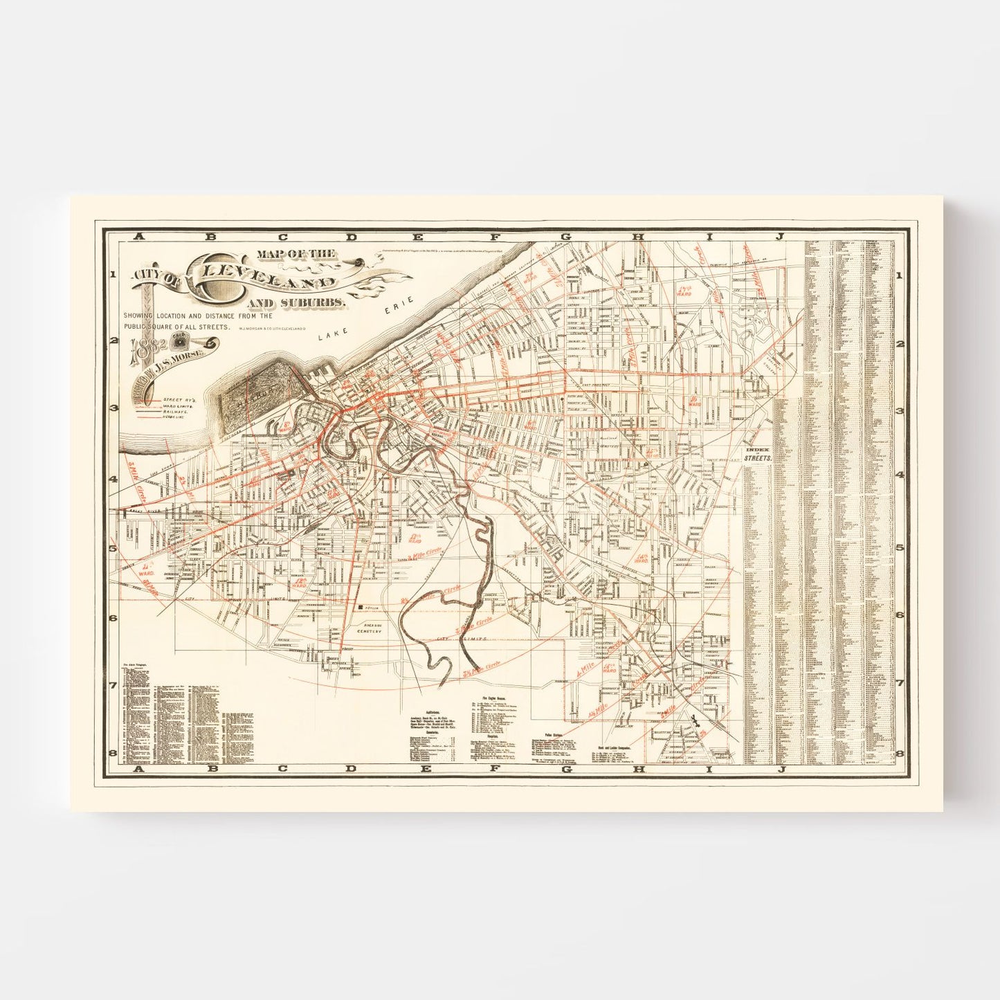 Vintage Map of Cleveland, Ohio, 1882