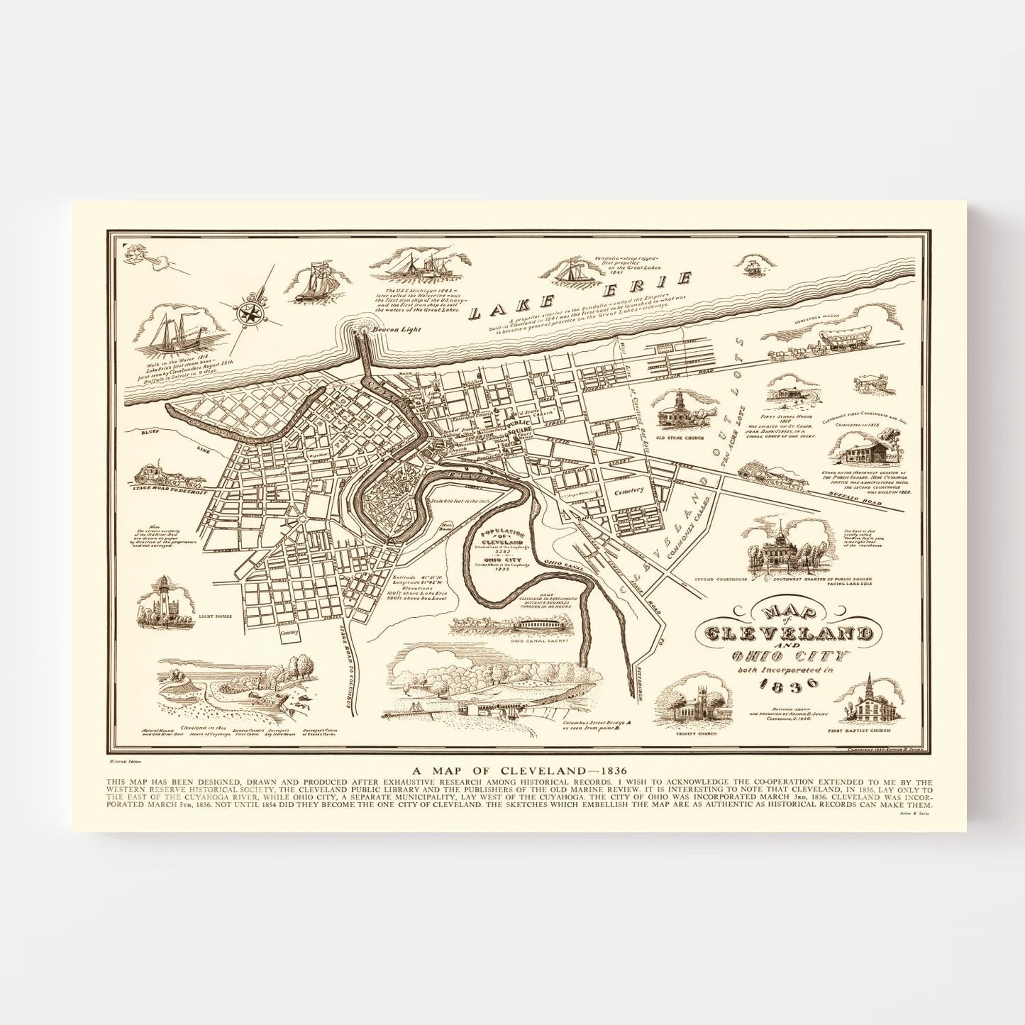 Vintage Map of Cleveland, Ohio, 1937