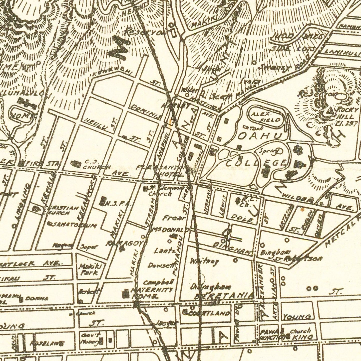 Vintage Map of Honolulu, Hawaii, 1922