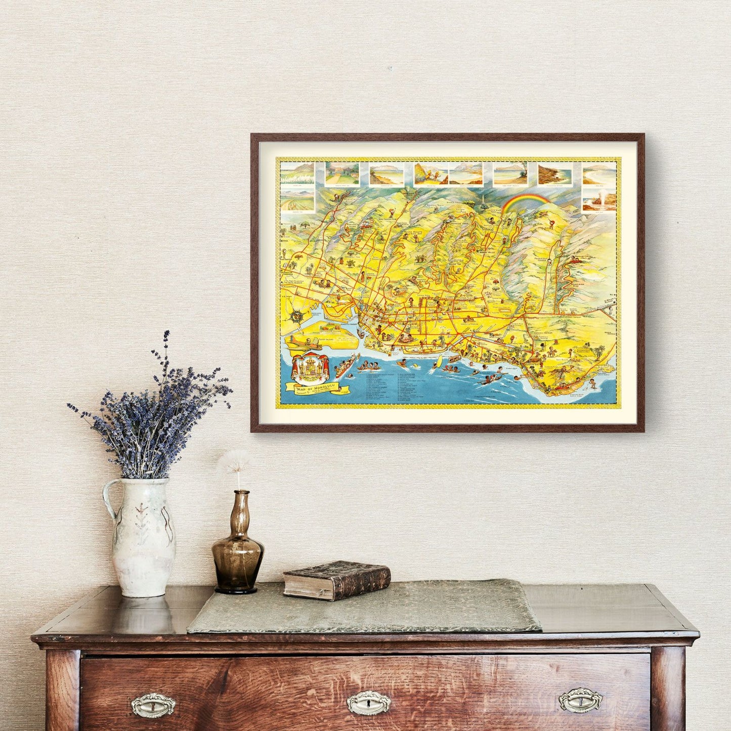 Vintage Map of Honolulu, Hawaii, 1948