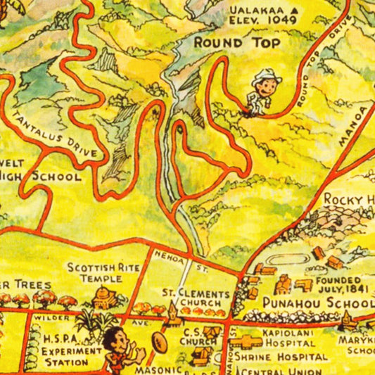 Vintage Map of Honolulu, Hawaii, 1948