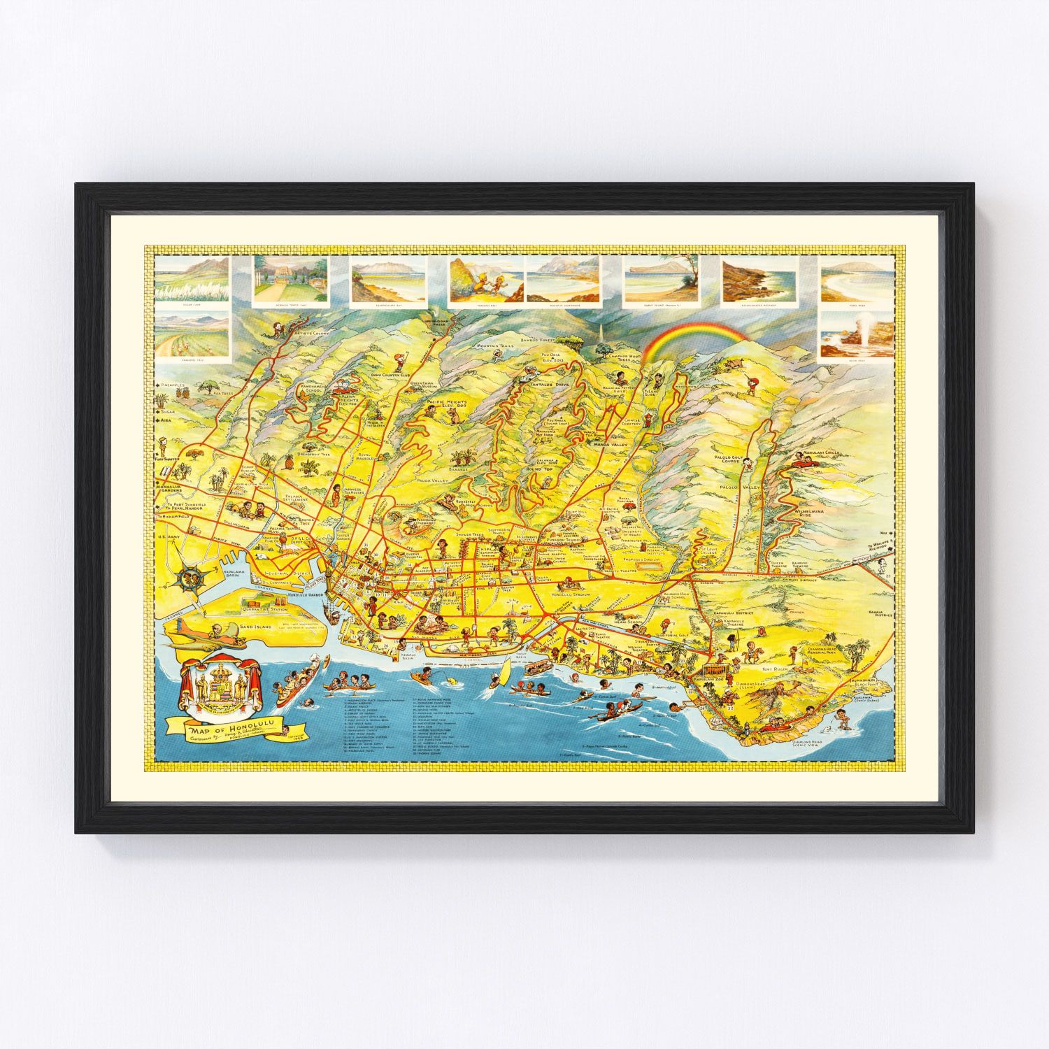 Vintage map of Honolulu, Hawaii, 1948