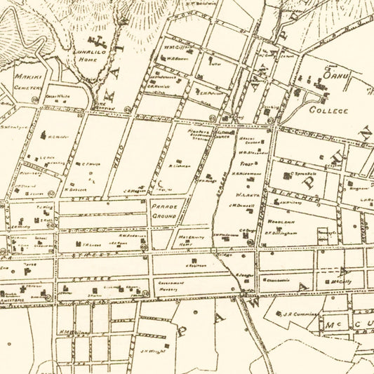 Vintage Map of Honolulu, Hawaii, 1901