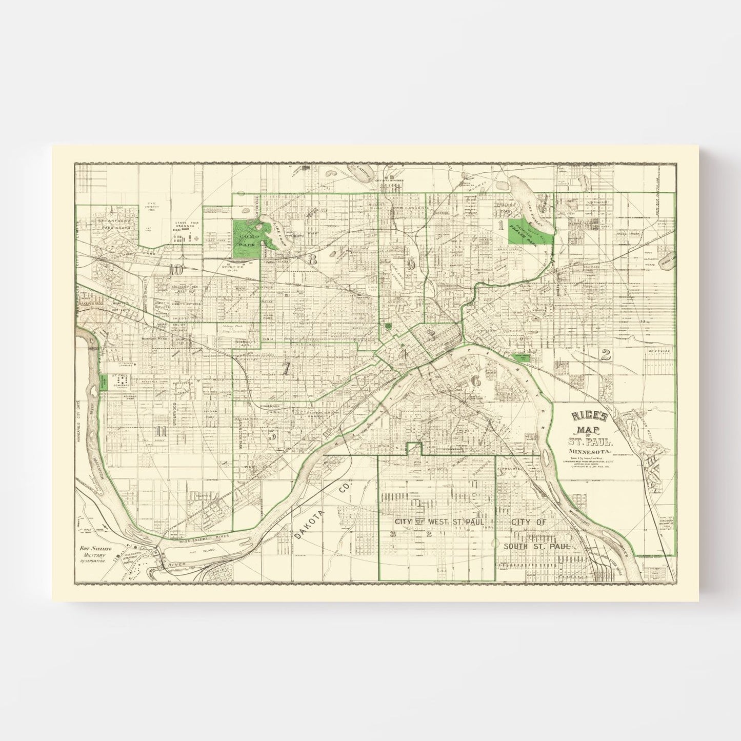 Vintage Map of St. Paul, Minnesota, 1896