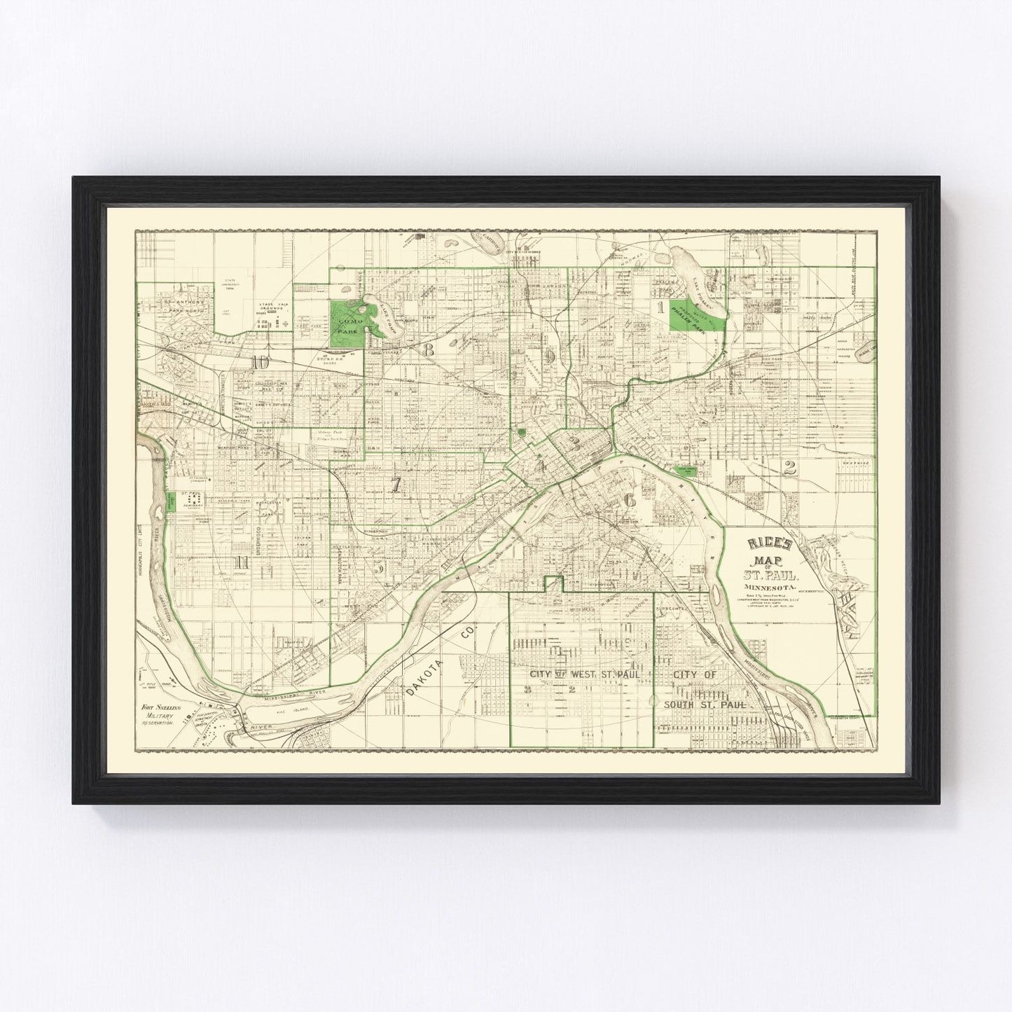 Vintage map of St. Paul, Minnesota, 1896