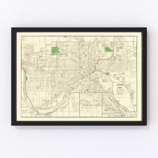 Vintage map of St. Paul, Minnesota, 1896
