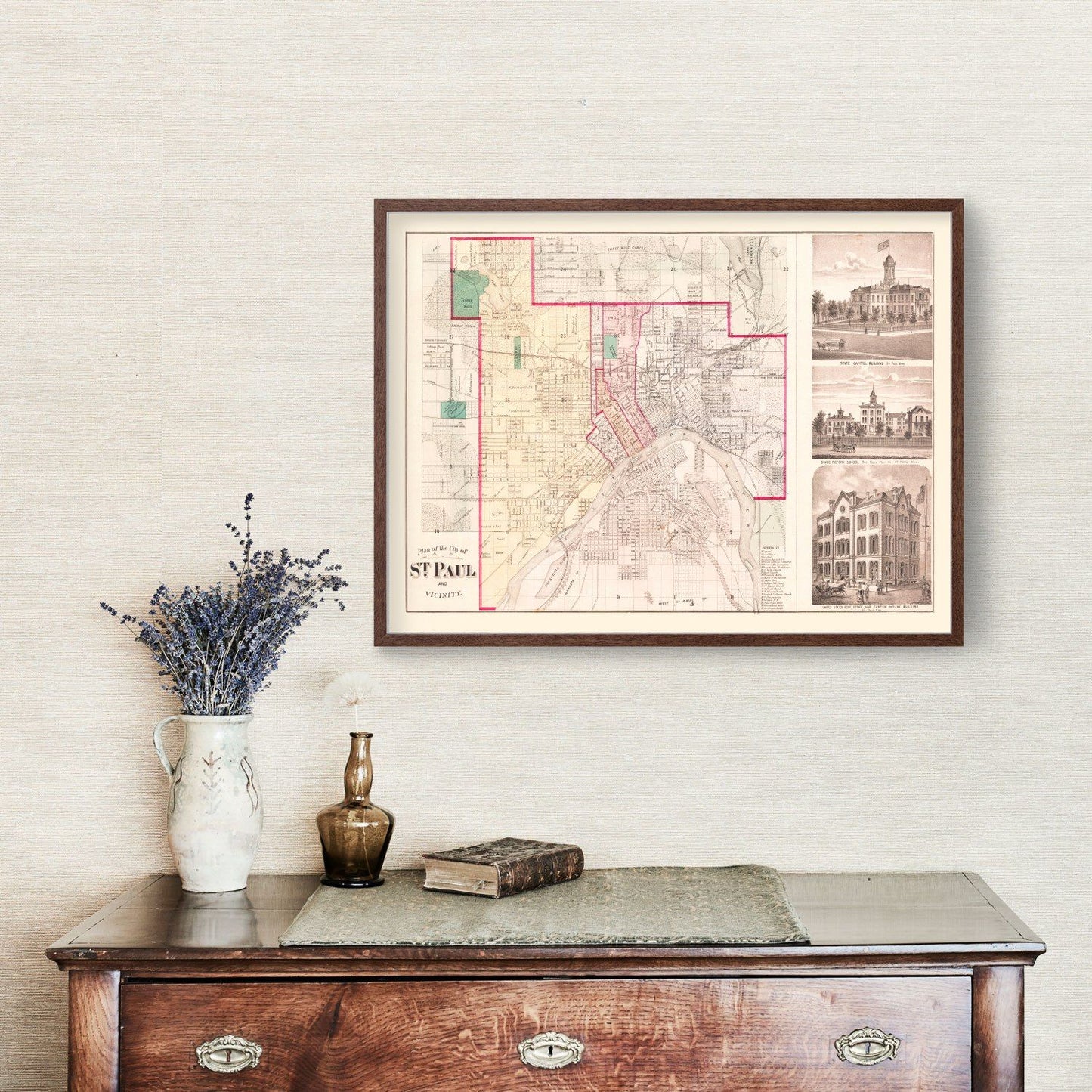 Vintage Map of St. Paul, Minnesota, 1874