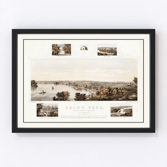 Vintage map of St. Paul, Minnesota, 1853
